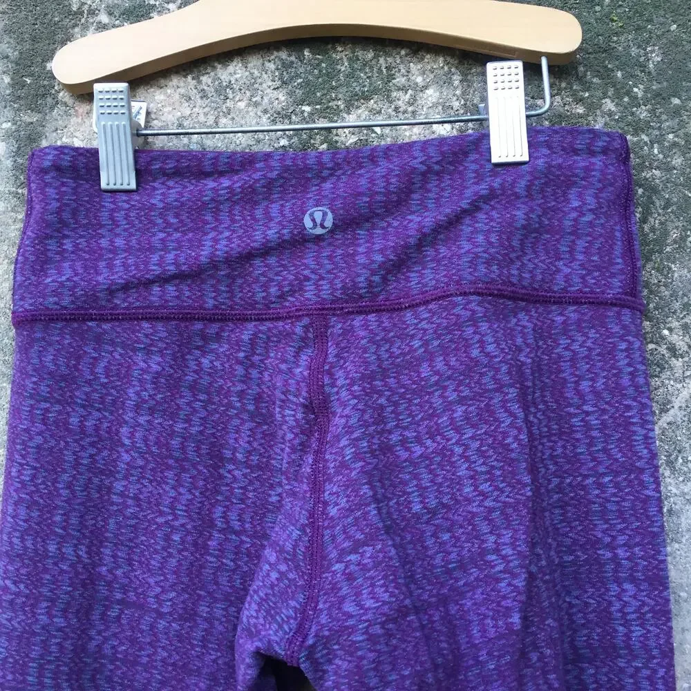 Lululemon Wunder Under Crop Purple Textured Leggings 2